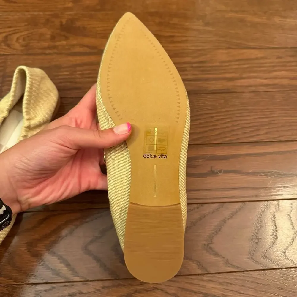 Women's Dolce Vita Tan Woven Pointed Toe Ballet Flat Shoes Size 7.5 NWOT